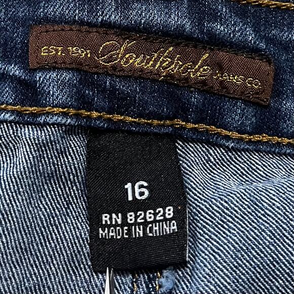 Y2K Southpole Acid Washed Embroidered Painted Capri Jeans 34Wx22L - Picture 4 of 7